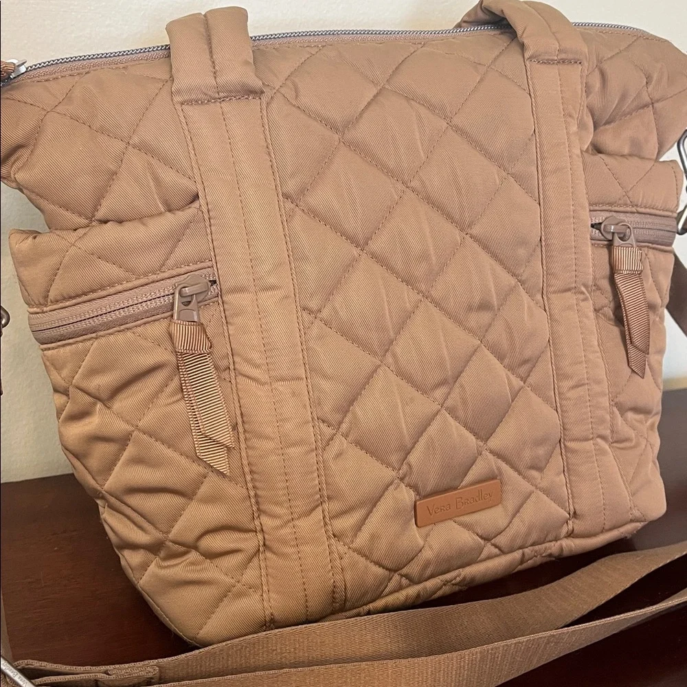 Vera Bradley Performance Twill Small Multi Strap Tote Bag Meadowlark Tan Puffer - Picture 5 of 11